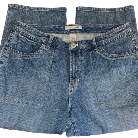 Chico’s Platinum Y2K 00’s Vtg Plus Sized 2.5 (16W) Cropped Porkchop Pocket Jeans - Picture 2 of 4